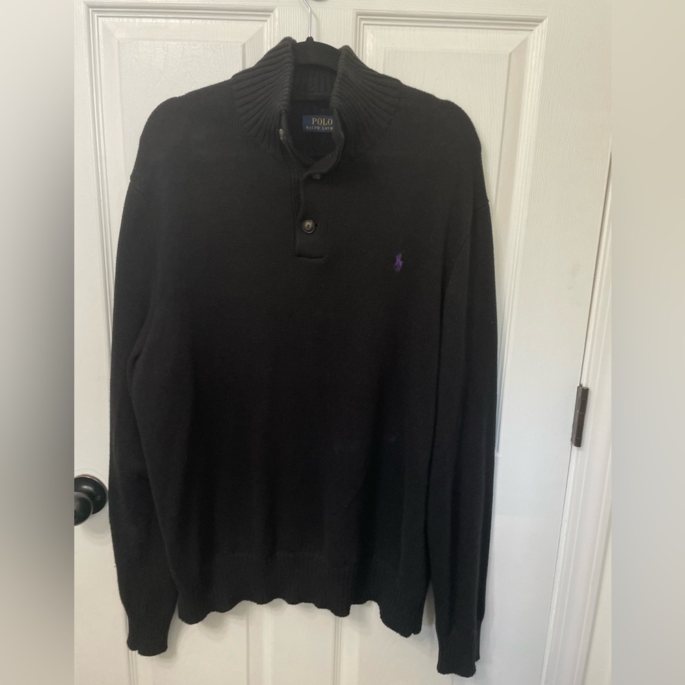 Men’s Polo Ralph Lauren Black 3 button sweater size XL/TG